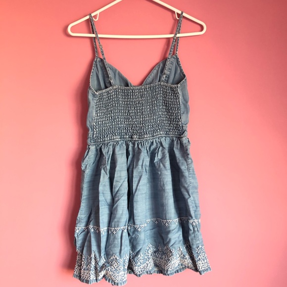 Embroidered Denim Dress with Cutout - Picture 4 of 6